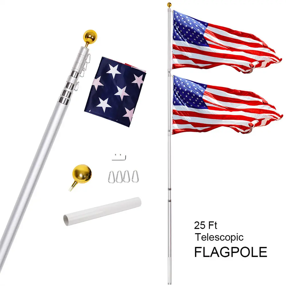 1-Aluminum Telescopic Flag Pole Kit 