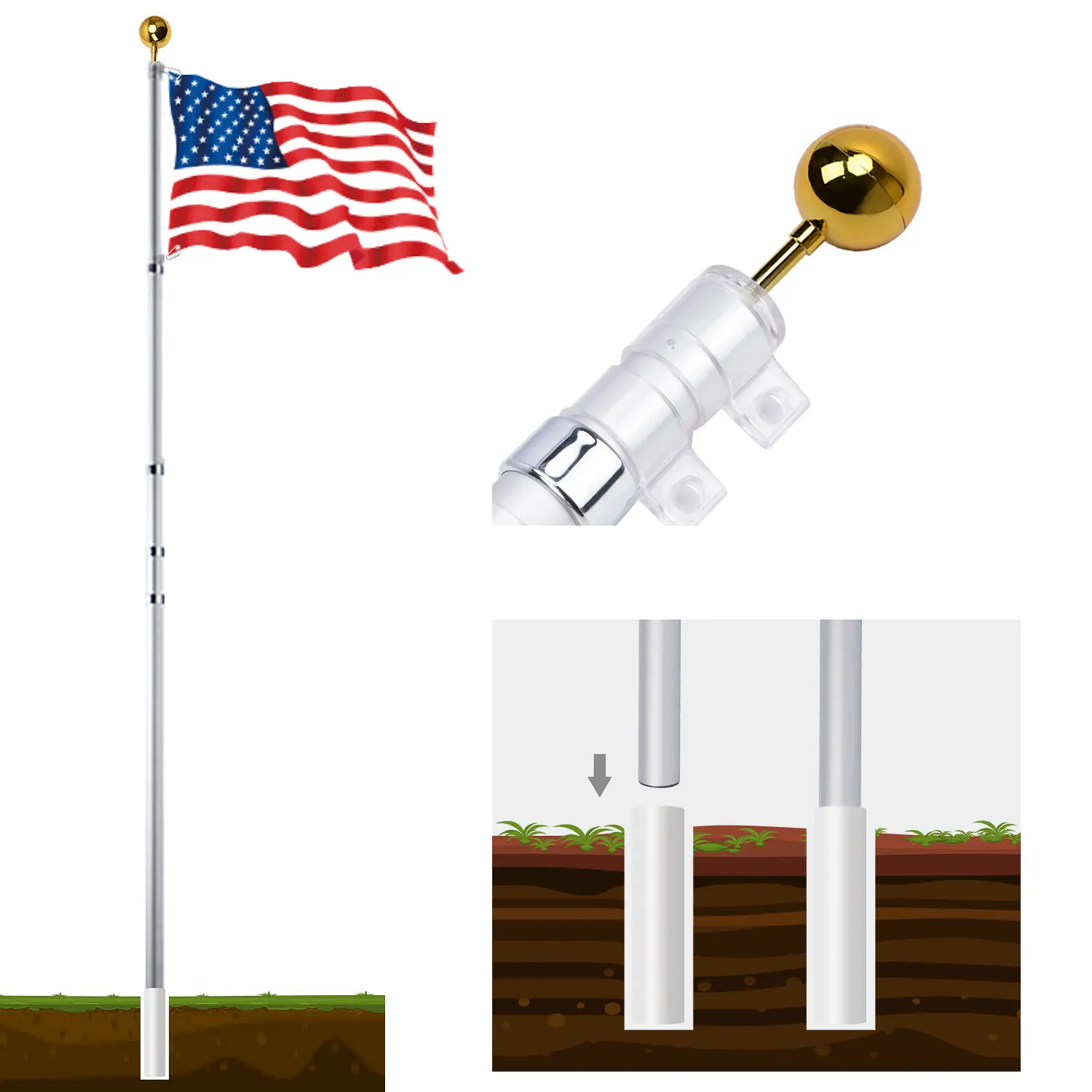 20 ft Outdoor Flagpole Installation Instructions