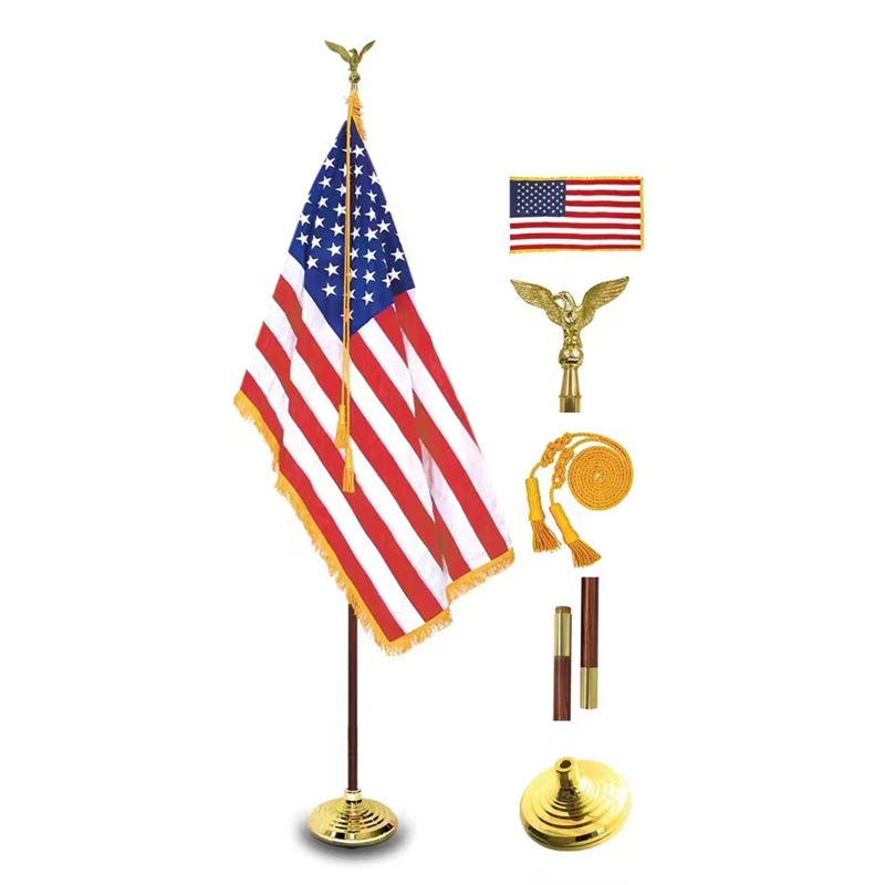 8ft Eagle Head Wooden Flag Pole For America01.jpg