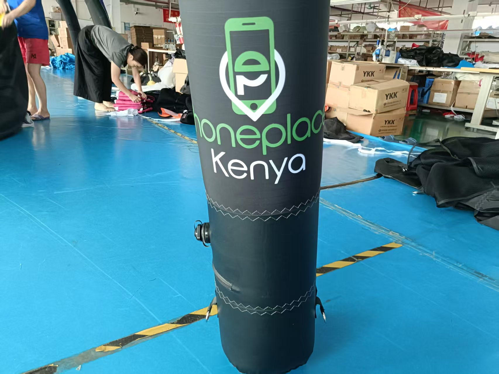 Close up of inflatable tent leg with air valve and reinforced stitching..jpg