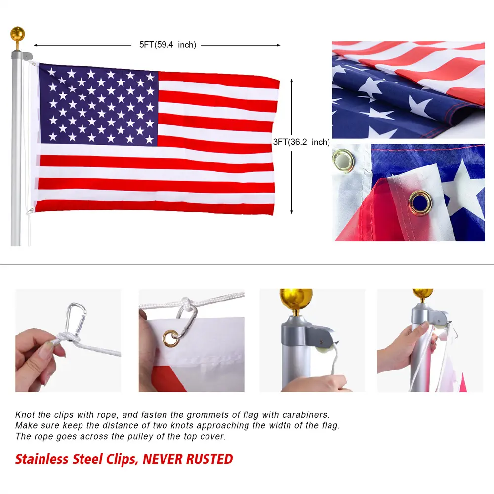 5-Aluminum Telescopic Flag Pole Kit