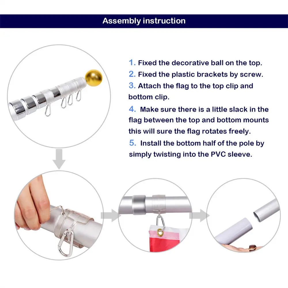 4-Aluminum Telescopic Flag Pole Kit