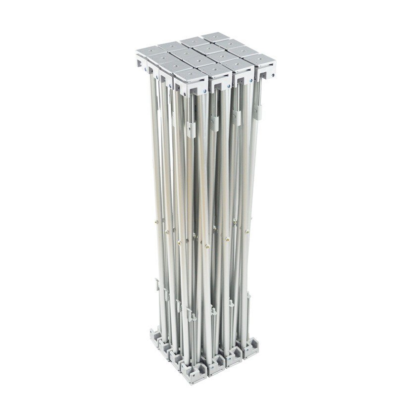 Pop-up backdrop display frame folded for storage and transport