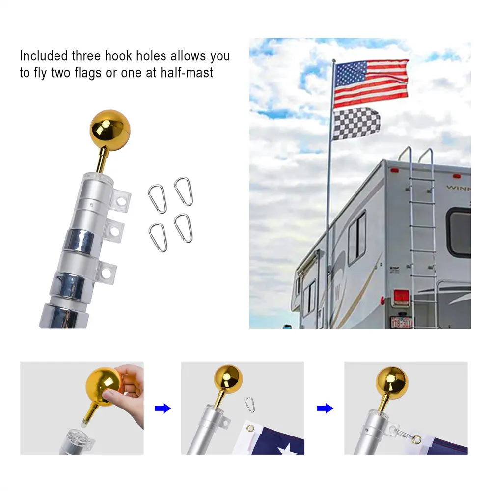 9-Aluminum Telescopic Flag Pole Kit