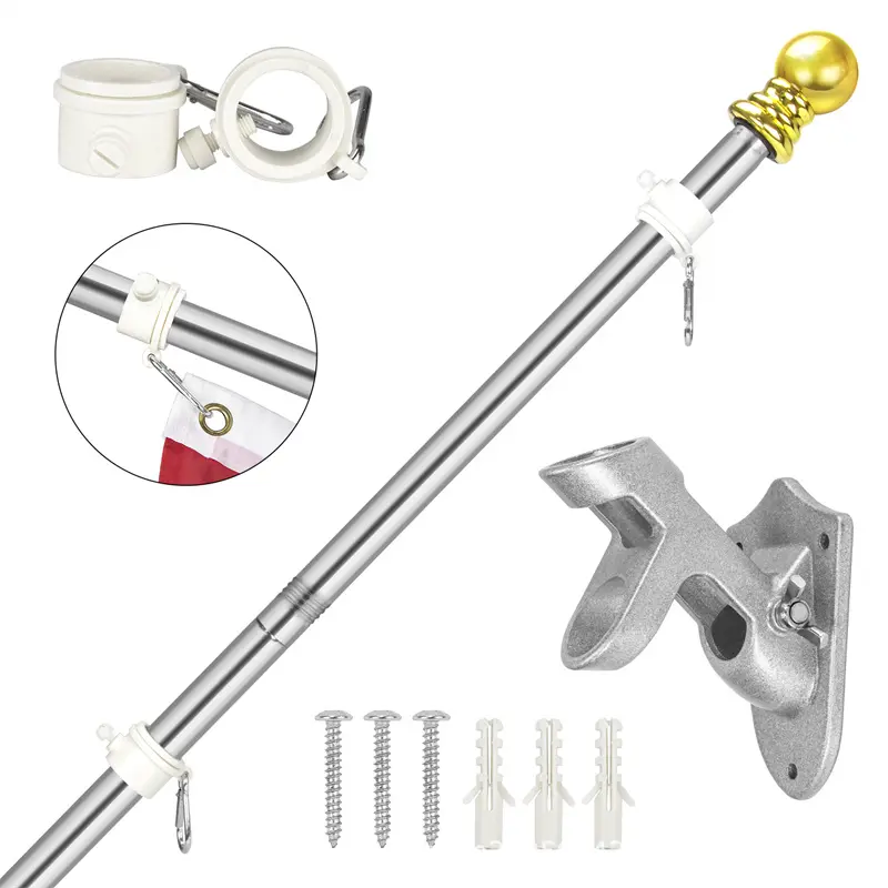6ft Outdoor Wall Mounted Flagpole Stainless Steel